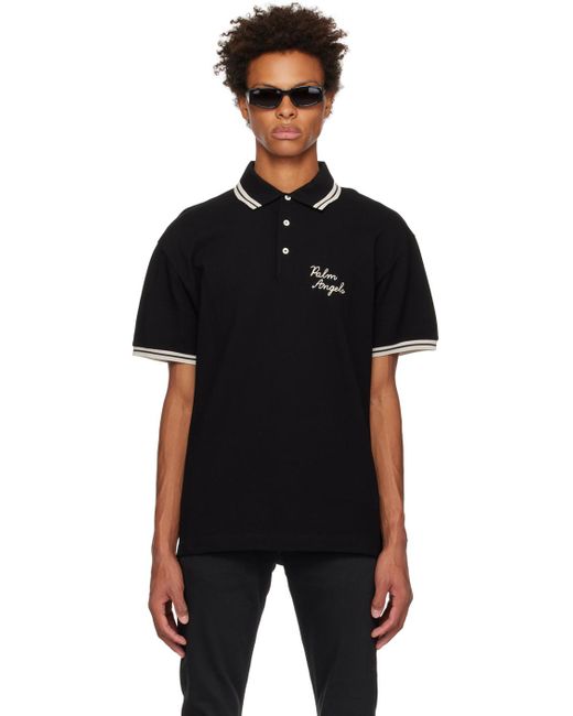 Palm Angels Black Embroidered Polo for Men | Lyst UK