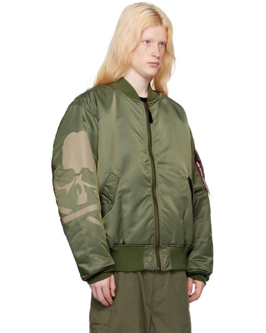 MASTERMIND WORLD Green Alpha Industries Edition Ma-1 Bomber Jacket for men