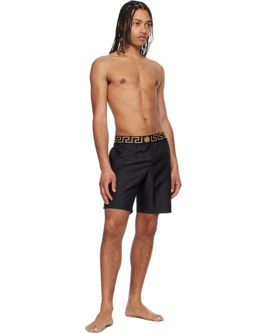 Versace Blue Greca Border Swim Shorts for men
