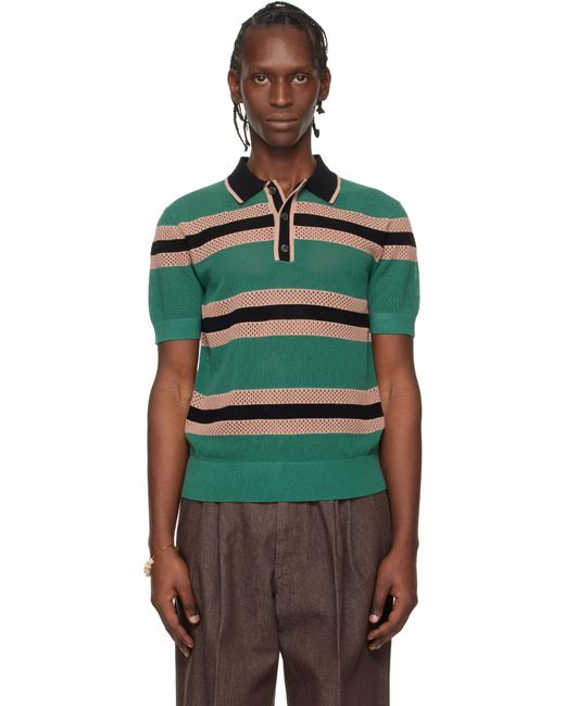 Dries Van Noten メンズ ブラック グリーン＆ピンク ボーダー ニット 