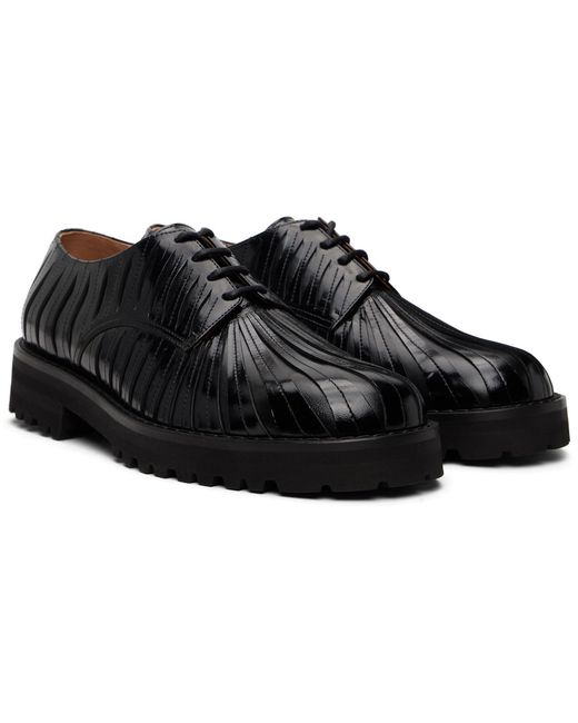 Marni Black Leather Strip Derbys for men