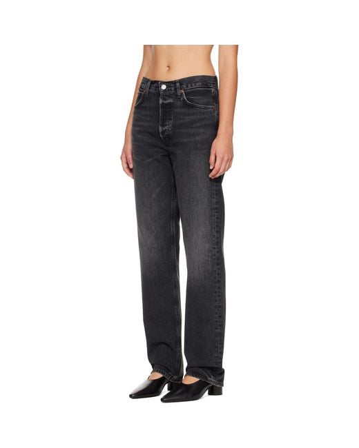 Agolde Blue 90's Mid Rise Straight Jeans