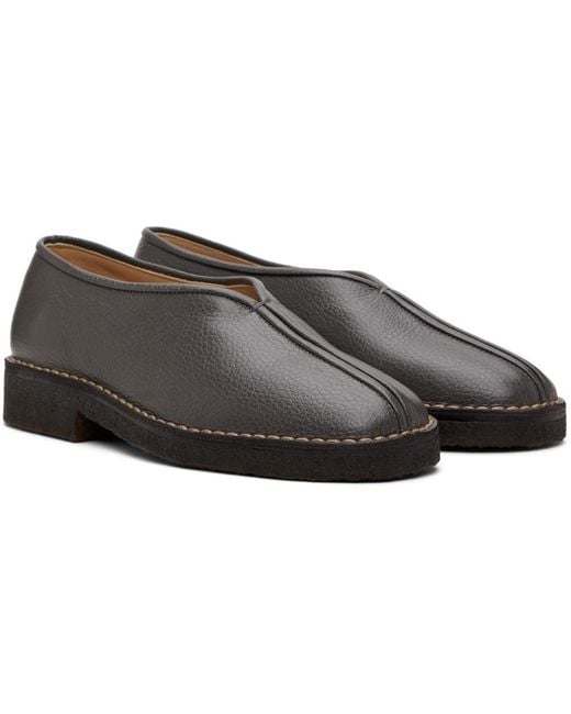 Lemaire Black Ssense Exclusive Piped Crepe Loafers for men