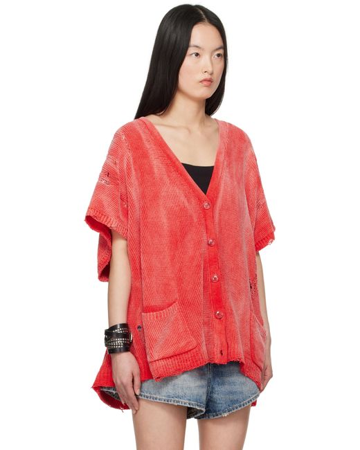 R13 レッド Sleeveless ボクシー カーディガン Red