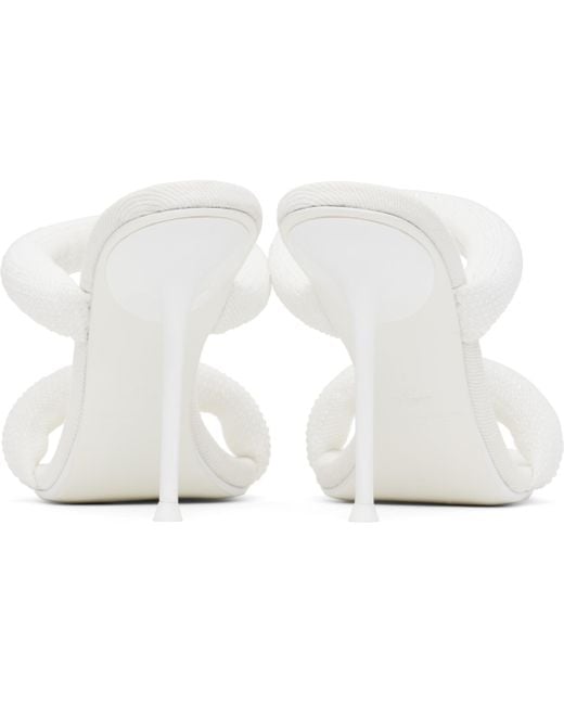 Alexander Wang White Julie 105mm Denim Crystal Hotfix Tubular Sandal