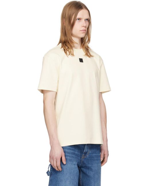 メンズ HUGO オフホワイト ロゴパッチ Tシャツ Blue