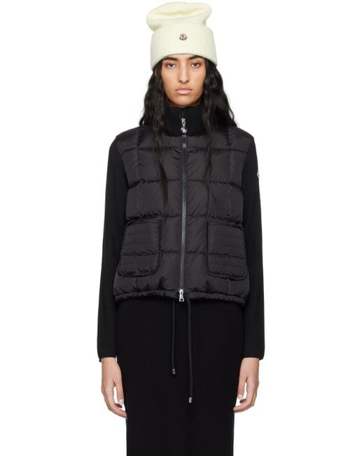 Moncler Black Paneled Down Cardigan