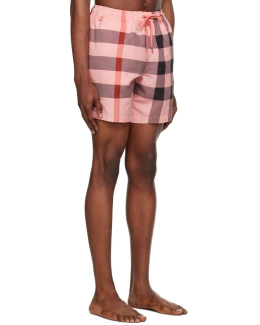 Burberry Pink Check Swim Shorts for men