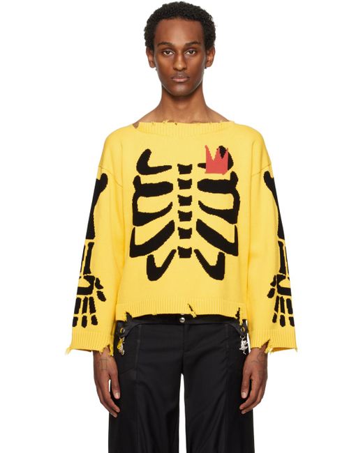 Charles Jeffrey Yellow Slash Sweater for men