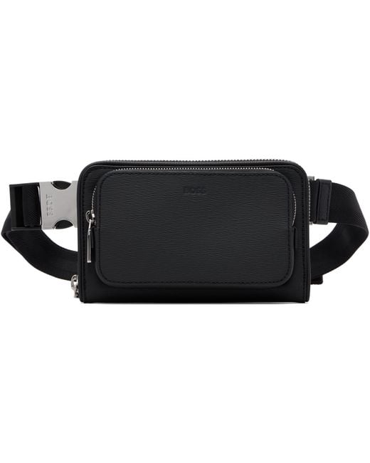 Boss Black Saffiano Leather Messenger Bag for men
