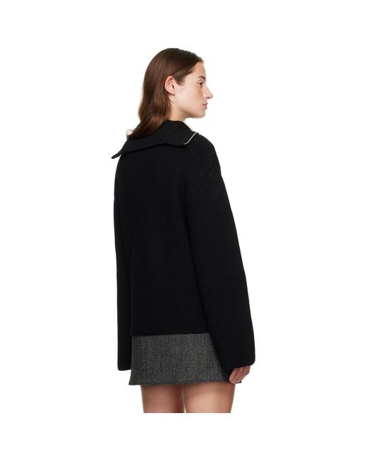 Courreges Black Ribbed Wool Trucker Sweater