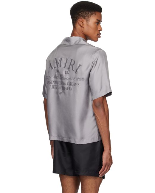 メンズ Amiri グレー Arts District ボウリングシャツ Black
