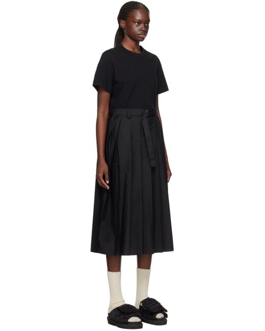 Sacai Black Overlay Midi Dress