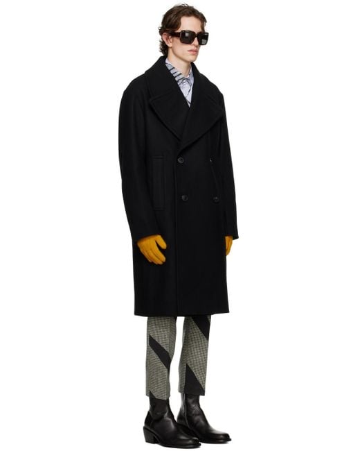 Manteau noir à double boutonnage Dries Van Noten pour homme en coloris Black