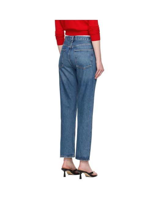 Agolde Blue 90's Pinch Waist High Rise Straight Jeans