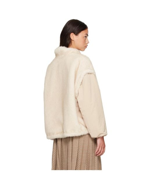 Moncler Natural Off- Chardonneret Faux-Fur Jacket