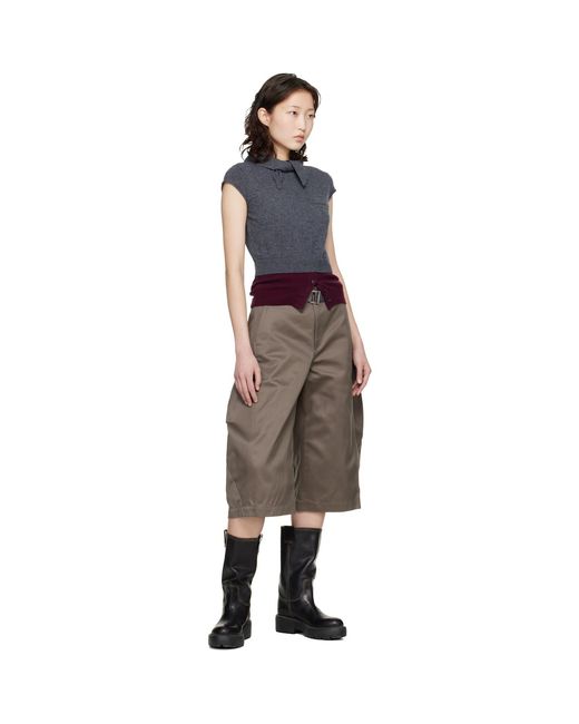 MERYLL ROGGE Blue Burgundy Crew Neck Cap Sleeve Bandana Sweater