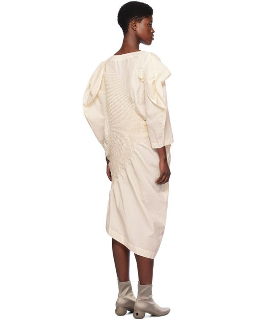 Issey Miyake Black Off-white Contract Midi Dress