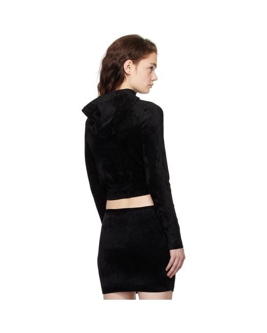 T By Alexander Wang Black Cropped Zip-up Hoodie