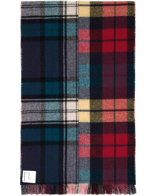 Acne Red & Blue Mixed Check Scarf