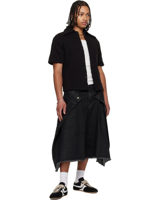 Lu'u Dan Men's Black Denim Maxi Shorts