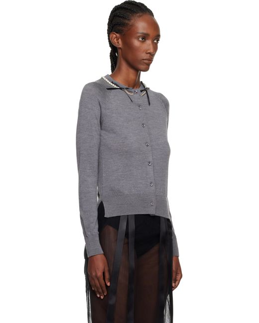 Simone Rocha グレー Pearl & Chain Bow カーディガン Black