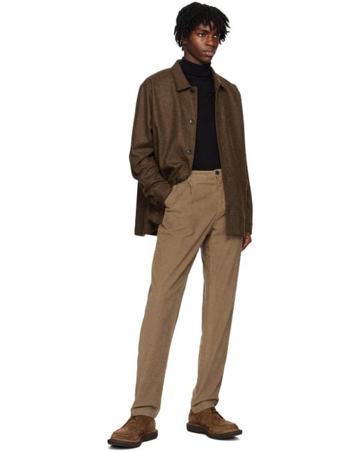 Sunspel Black Brown Pleated Trousers for men