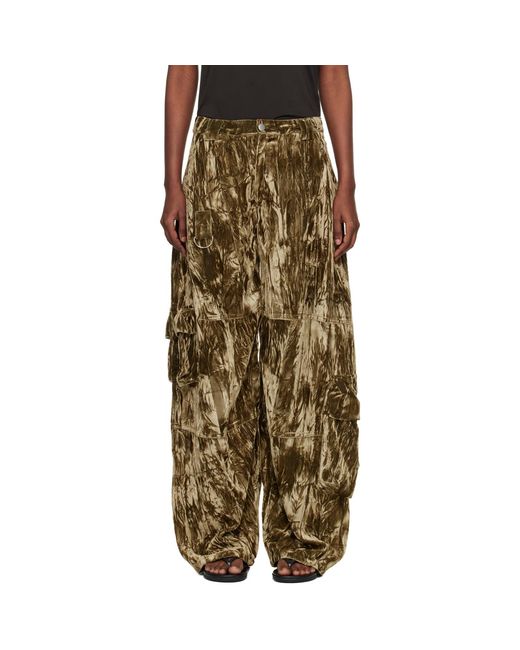 Collina Strada Multicolor Khaki Velvet Lawn Cargo Pant