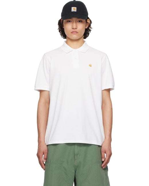 Carhartt White Chase Pique Polo for men