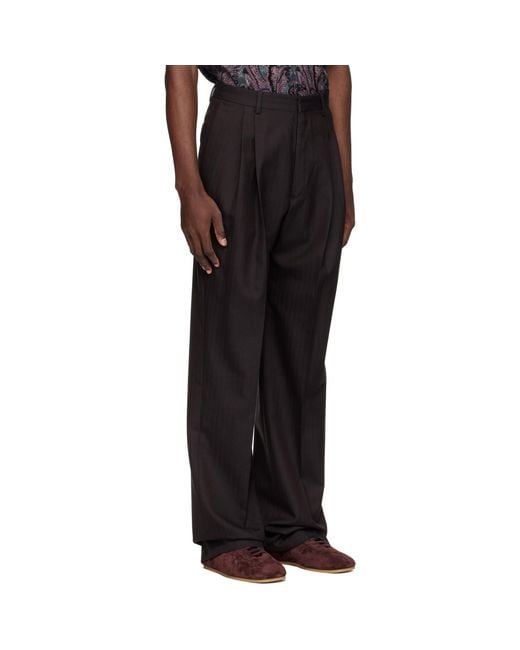 Dries Van Noten Black Straight-Leg Wool Trousers for men