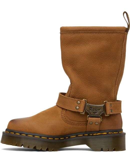 Dr. Martens タン Anistone Hi レザー バイカーブーツ Brown