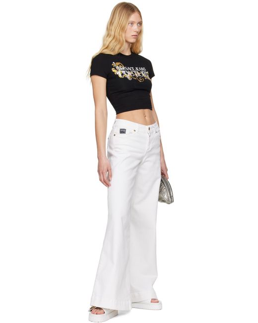 Versace Jeans Couture ホワイト Baroque Buckle Arizona フラットサンダル Black