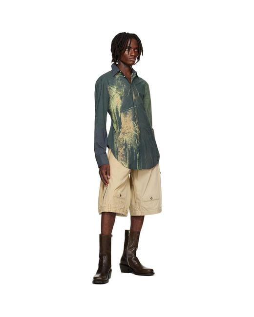 Jean Paul Gaultier Multicolor Ssense Exclusive Khaki & Mesh Printed Acid Water Shirt for men