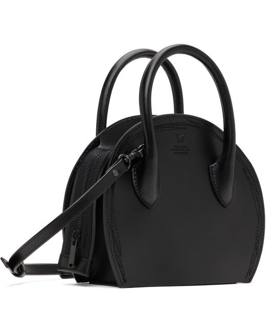 Y's Yohji Yamamoto ブラック Chopped Round セミグロスレザー バッグ Black