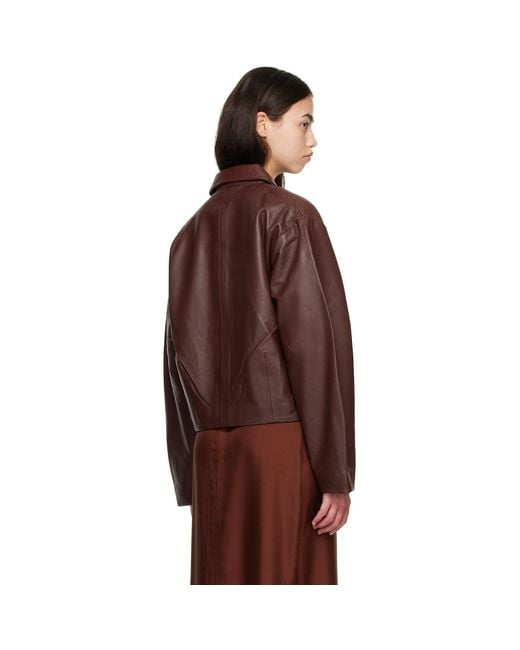 St. Agni Brown Cocoon Leather Jacket