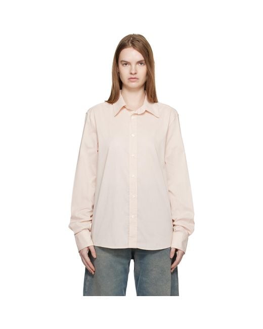 MM6 by Maison Margiela Natural Off- Poly Cotton Shirting Long-Sleeved Shirt