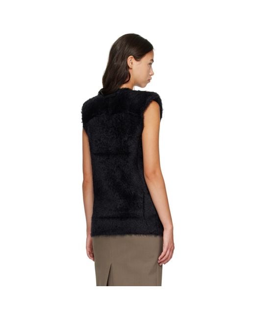 Mugler Black Brushed Knit Sleeveless Vest