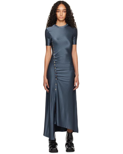 Rabanne Black Stretch Viscose Gathered Midi Dress