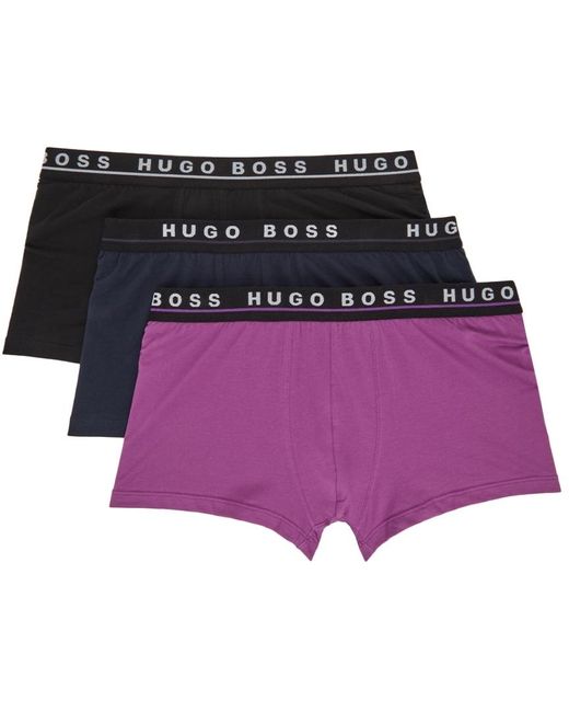 Boss Purple Three-Pack Trunk Boxers for men