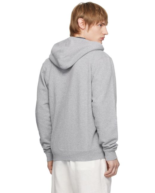 メンズ Sunspel グレー ループバック ジップフーディ Gray
