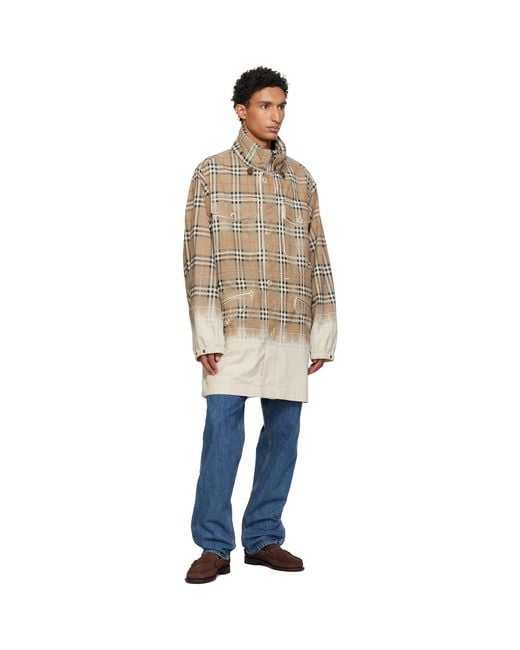Burberry Natural Gradient Check Tropical Gabardine Parka for men