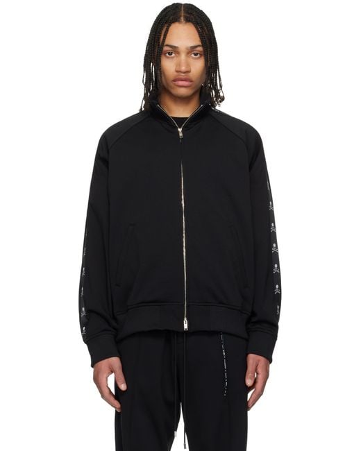 Mastermind Japan Black Boxy Skull Tape Jersey Track Jacket for men