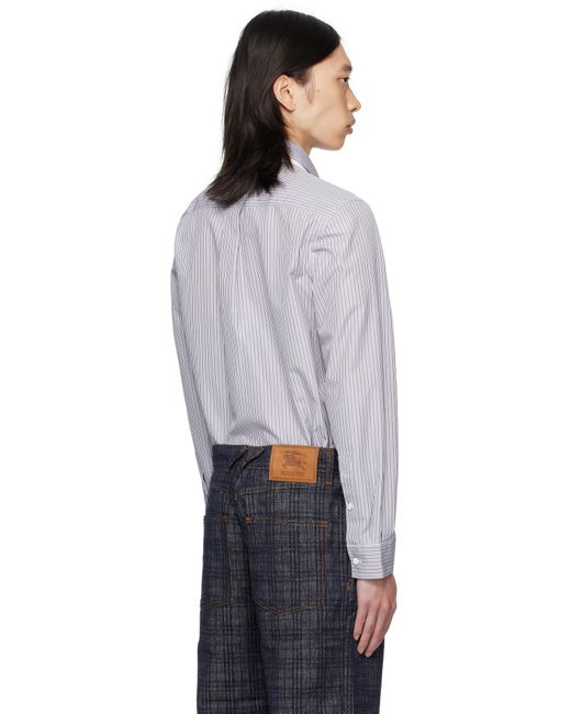 Chemise Noir Et Blanc En Coton À Rayures Burberry pour homme en coloris Gray