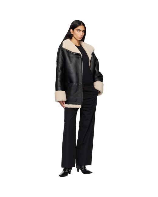 Totême Black Signature Shearling Jacket