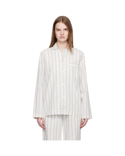 Tekla White Off- & Poplin Long-Sleeved Pyjama Shirt