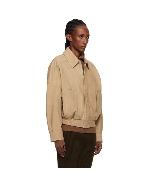 Nour Hammour Natural Dalma Relaxed Nubuck Suede Jacket