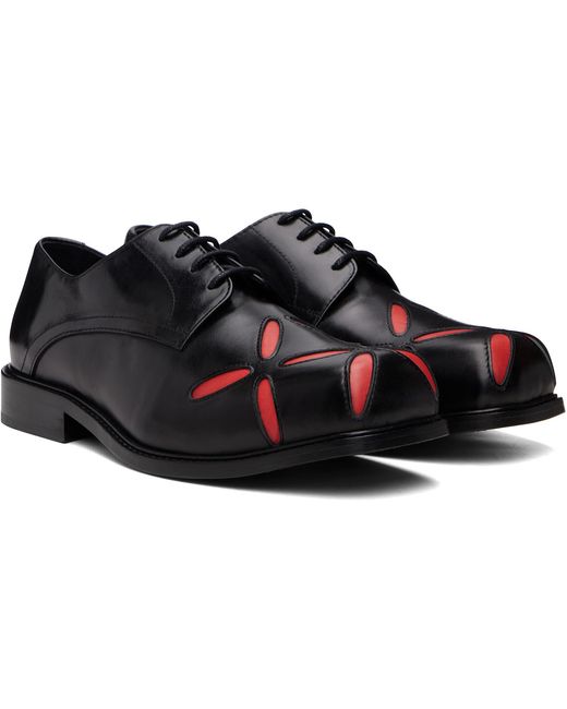 STEFAN COOKE Black Slashed Square Toe Derbys for men