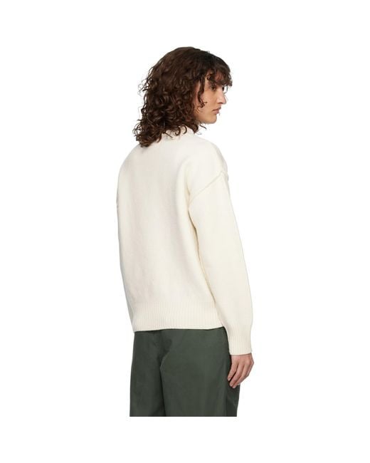 AMI Black Off- Wool Crewneck Ami De Coeur Sweater