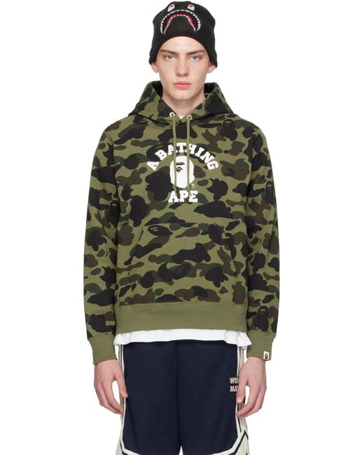 A Bathing Ape Black 1st Camo College Hoodie for men