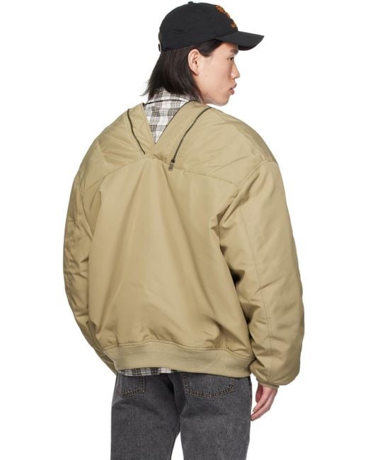 Y. Project Double Zip Bomber Jacket in Natural | Lyst